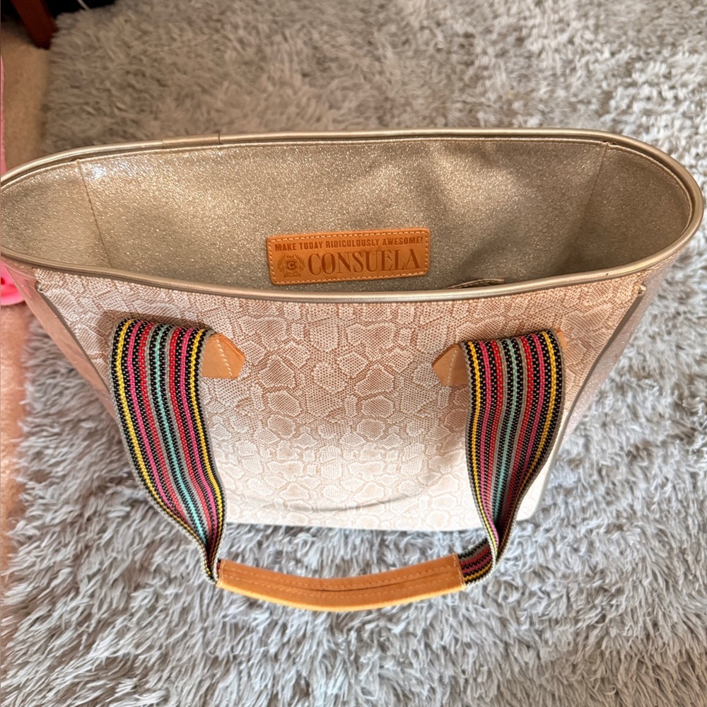 Consuela Beige and Multicolor Tote
